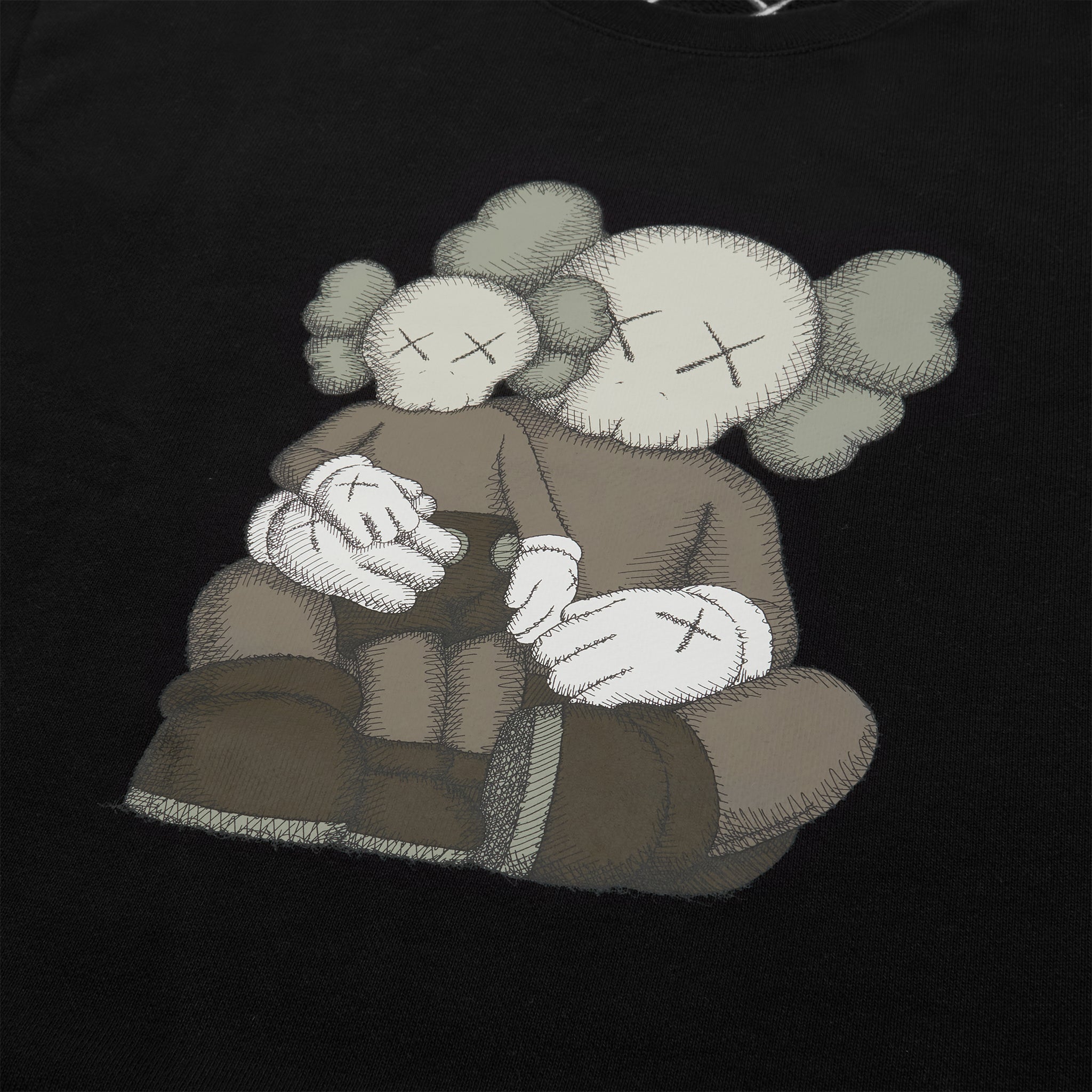 Logo view of Kaws x Uniqlo UT Graphic Black Sweatshirt 467773
